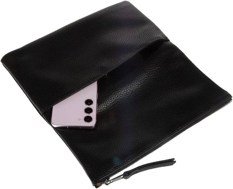 JNB Women's Faux Leather Zipper Foldover Clutch Purse with Tassel - Image 5